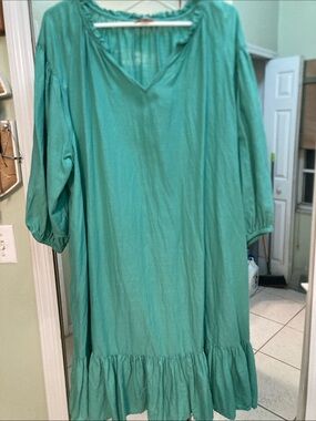 Knox Rose Teal V-Neck Ruffle Hem Midi Dress